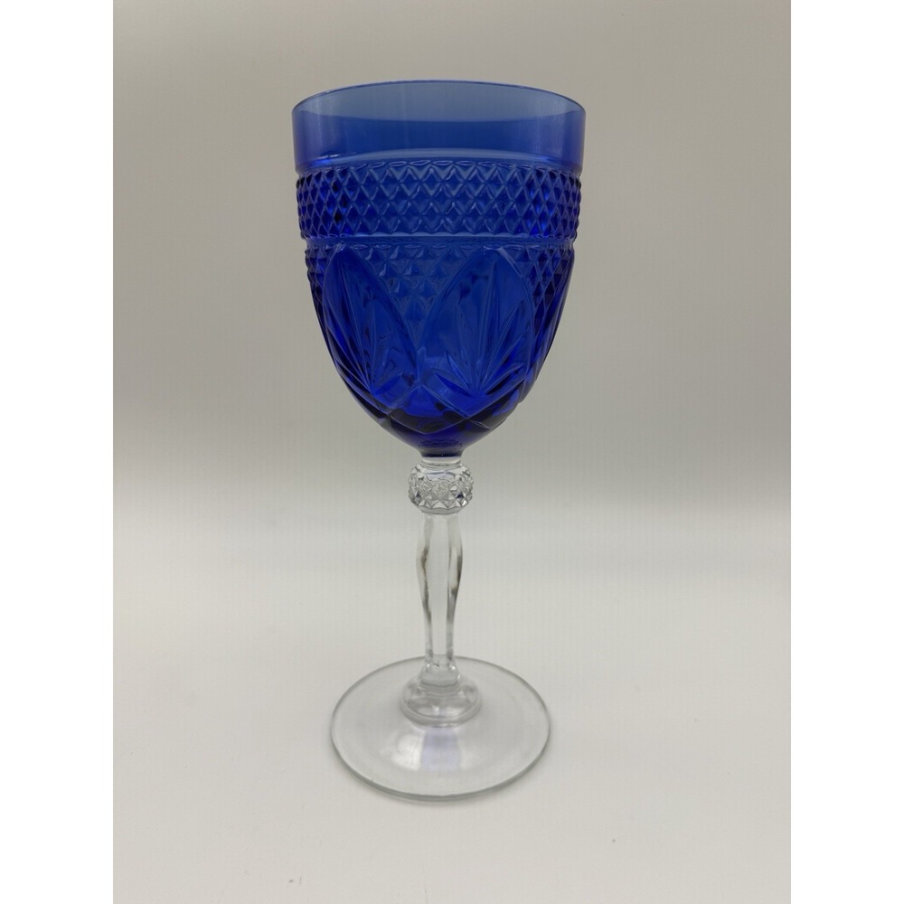 Vintage Cristal D'Arques Durand Sapphire Blue Water or Wine Goblet